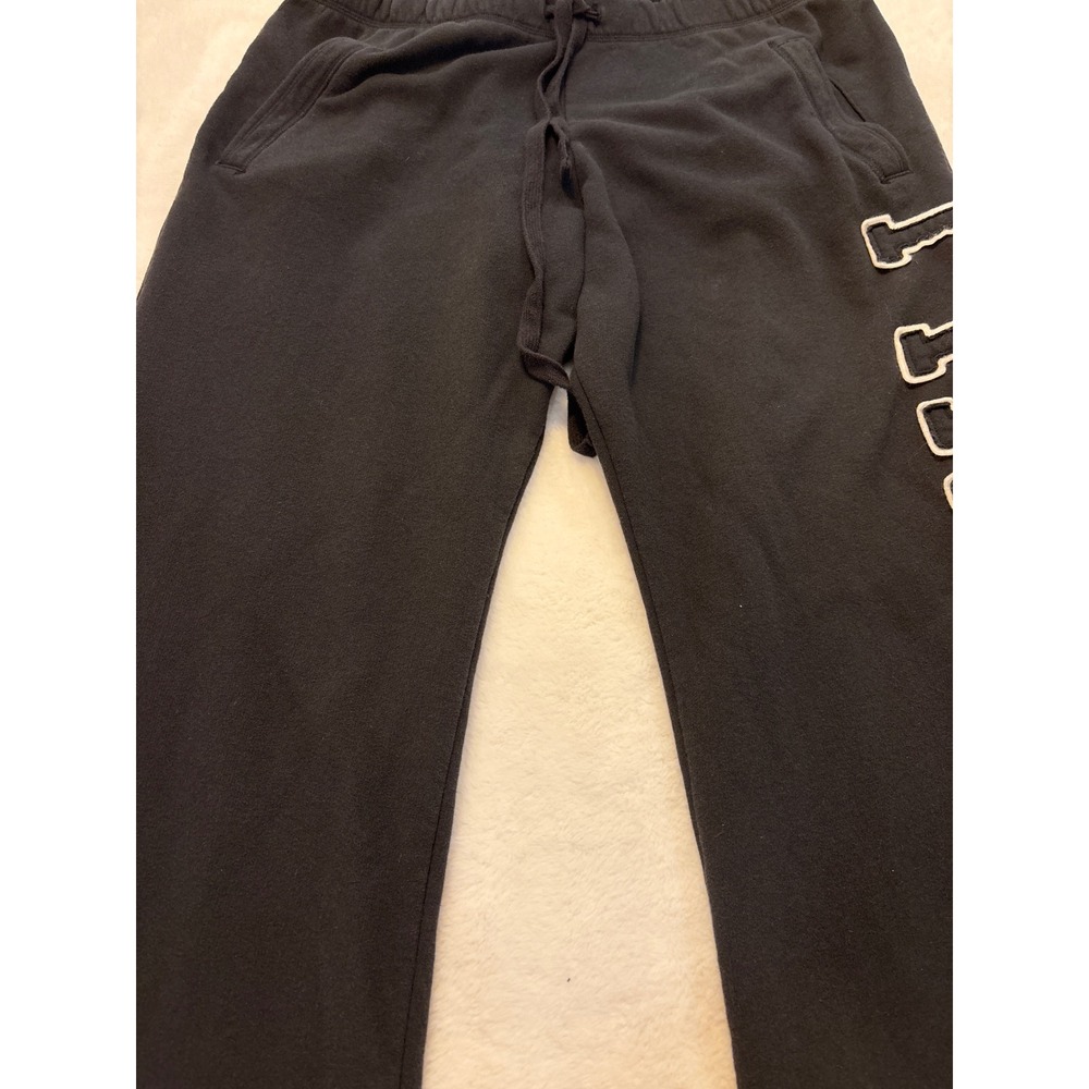 Victoria's Secret PINK Black Wide Leg Sweatpants Logo Drawstring Fleece Mens L - Picture 2 of 4